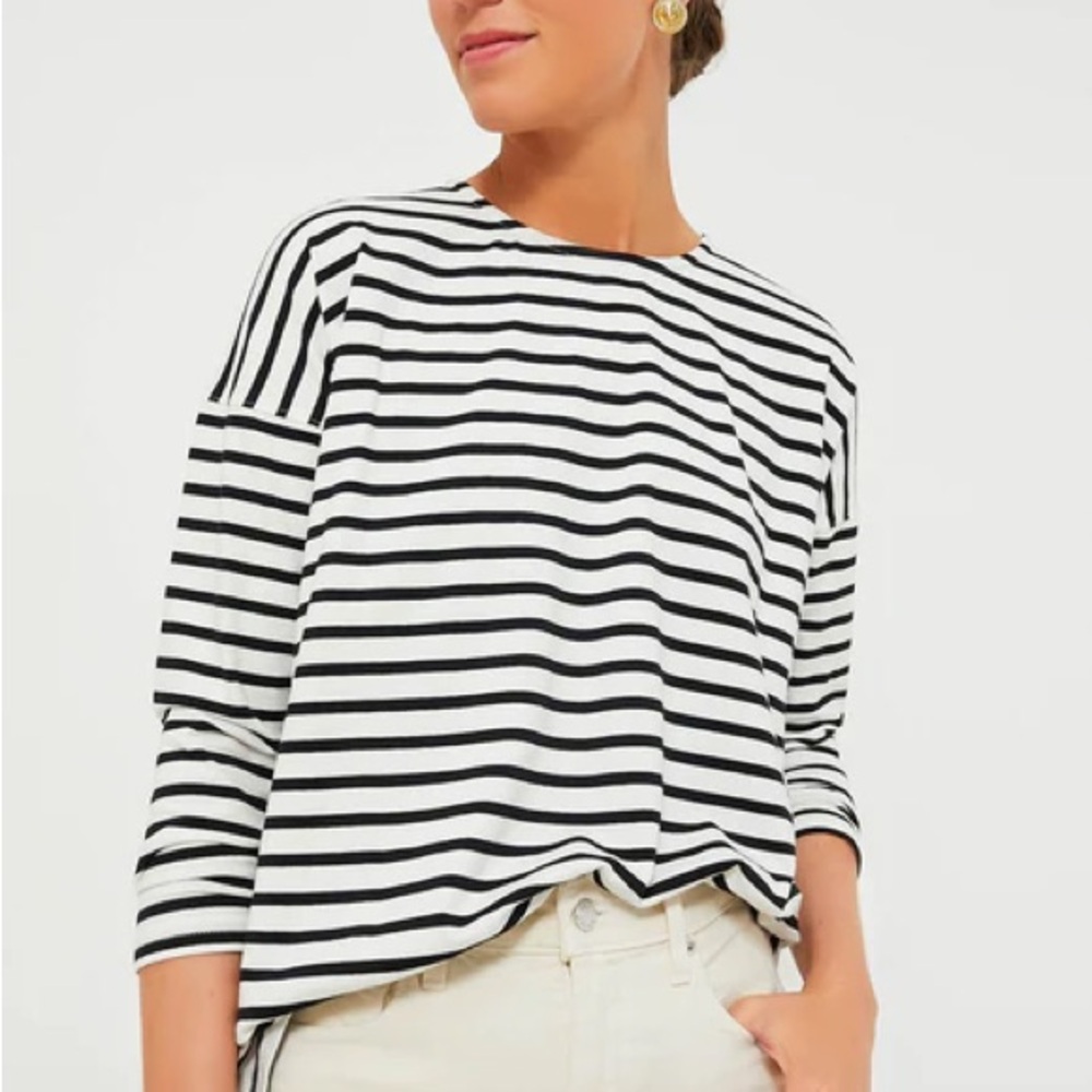 Tuckernuck Black and White Striped Long Sleeve Tee